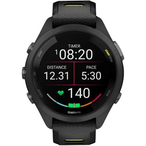 

Garmin 010-02810-13 Forerunner 265S Smart Watch 42mm Black Bezel With Black Case and Black/Yellow Silicone Band