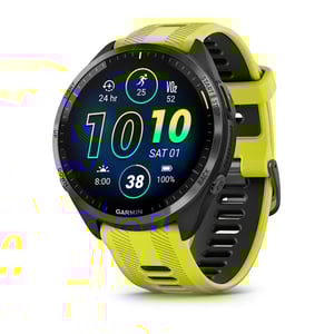 

Garmin Forerunner 965 Premium GPS Running and Triathlon Smartwatch Carbon Grey DLC Titanium Bezel with Black Case and Amp Yellow/Black Silicone Band 010-02809-12
