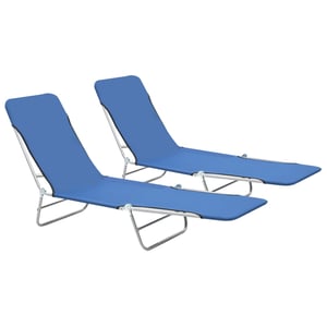 

vidaXL Folding Sun Loungers 2 pcs Steel and Fabric Blue