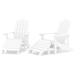 

vidaXL Garden Adirondack Chairs 2 pcs with Footstools HDPE White