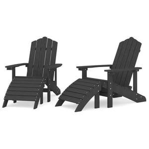 

vidaXL Garden Adirondack Chairs 2 pcs with Footstools HDPE Anthracite