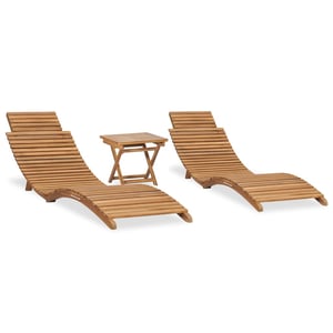 

vidaXL 3 Piece Folding Garden Lounge Set Solid Teak Wood