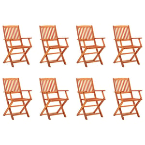 

vidaXL Folding Garden Chairs 8 pcs Solid Eucalyptus Wood