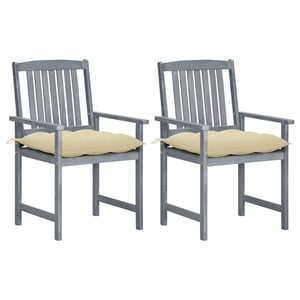 

vidaXL Garden Chairs with Cushions 2 pcs Grey Solid Acacia Wood