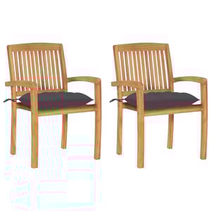 

vidaXL Garden Chairs 2 pcs with Anthracite Cushions Solid Teak Wood