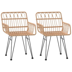 

vidaXL Garden Chairs 2 pcs with Armrest 56x64x80 cm PE Rattan