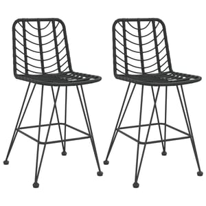 

vidaXL Bar Stools 2 pcs Black 45x56x103.5 cm PE Rattan and Steel