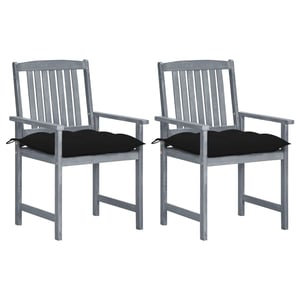 

vidaXL Garden Chairs with Cushions 2 pcs Grey Solid Acacia Wood