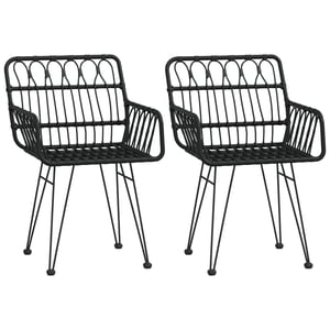 

vidaXL Garden Chairs 2 pcs with Armrest Black 56x64x80 cm PE Rattan