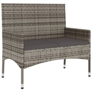 

vidaXL 2-Seater Garden Bench with Cushions Grey Poly Rattan