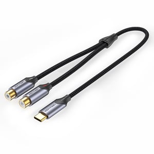 VENTION USB-C Male to 2-Female RCA Cable 1.5M Gray Aluminum Alloy Type- BGVHG