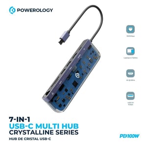 

Powerology Universal 7-in-1 USB-C Multi Hub with Transparent Design