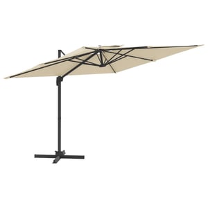 vidaXL Double Top Cantilever Umbrella Sand White 300x300 cm