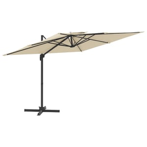 vidaXL Double Top Cantilever Umbrella Sand White 400x300 cm