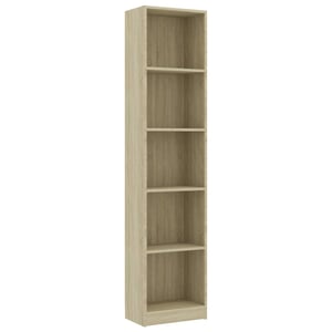 

vidaXL 5-Tier Book Cabinet Sonoma Oak 40x24x175 cm Engineered Wood