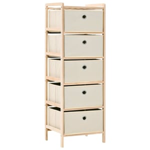 

vidaXL Storage Rack with 5 Fabric Baskets Cedar Wood Beige