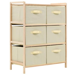 

vidaXL Storage Rack with 6 Fabric Baskets Cedar Wood Beige