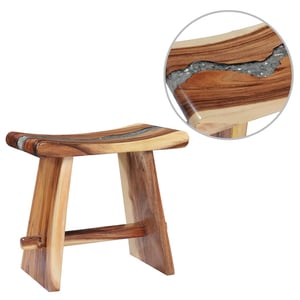 

vidaXL Stool Solid Suar Wood and Polyresin