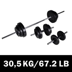 

vidaXL Barbell +2 Dumbbell Set 30.5kg