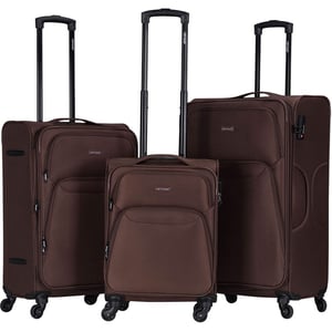

VIPTOUR Fabric Trolley 3-Piece Light Weight 4 Spinner Wheels Trolley Luggage Set 20/24/28 Inches Brown
