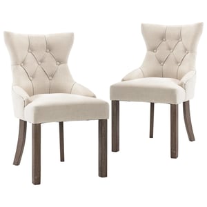 

vidaXL Dining Chairs 2 pcs Beige Fabric