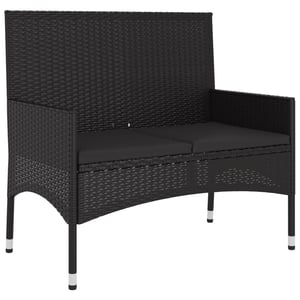 

vidaXL 2-Seater Garden Bench with Cushions Black Poly Rattan