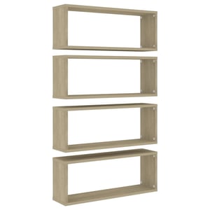 

vidaXL Wall Cube Shelf 4 pcs Sonoma Oak 60x15x23 cm Engineered Wood