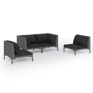 

vidaXL 4 Piece Garden Lounge Set with Cushions Poly Rattan Dark Grey