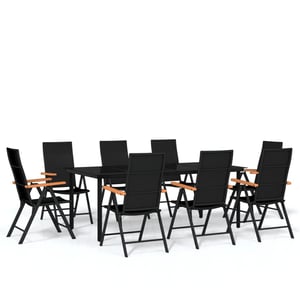 

vidaXL 9 Piece Garden Dining Set Black