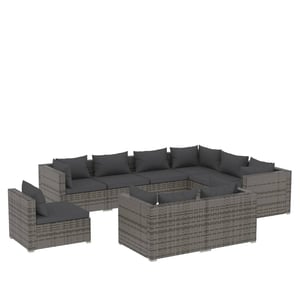 

vidaXL 9 Piece Garden Lounge Set with Cushions Poly Rattan Grey