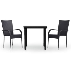 

vidaXL 3 Piece Outdoor Dining Set Black