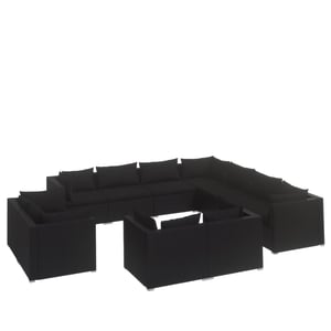 

vidaXL 11 Piece Garden Lounge Set with Cushions Black Poly Rattan