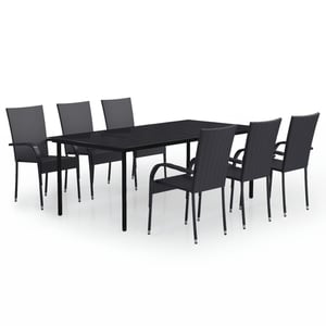 

vidaXL 7 Piece Garden Dining Set Black
