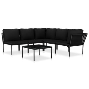 

vidaXL 6 Piece Garden Lounge Set with Cushions Black PVC