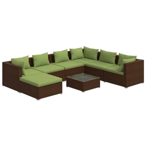 

vidaXL 8 Piece Garden Lounge Set with Cushions Poly Rattan Brown