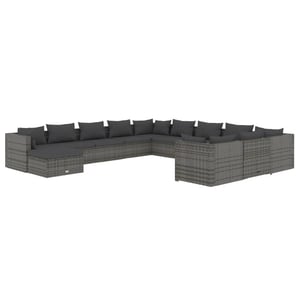 

vidaXL 12 Piece Garden Lounge Set with Cushions Poly Rattan Grey