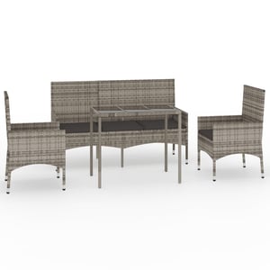 

vidaXL 4 Piece Garden Lounge Set with Cushions Grey Poly Rattan