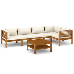 

vidaXL 6 Piece Garden Lounge Set with Cream Cushion Solid Acacia Wood