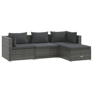 

vidaXL 4 Piece Garden Lounge Set with Cushions Poly Rattan Grey