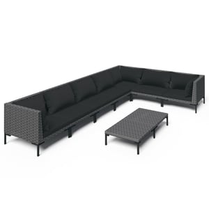

vidaXL 8 Piece Garden Lounge Set with Cushions Poly Rattan Dark Grey