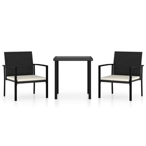 

vidaXL 3 Piece Garden Dining Set Poly Rattan Black
