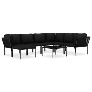 

vidaXL 8 Piece Garden Lounge Set with Cushions Black PVC