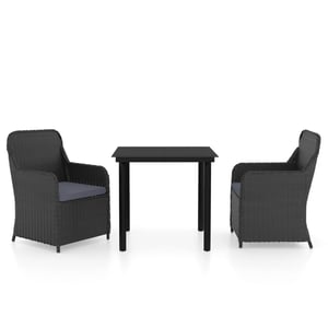 

vidaXL 3 Piece Garden Dining Set with Cushions Black