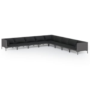 

vidaXL 9 Piece Garden Lounge Set with Cushions Poly Rattan Dark Grey