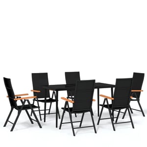

vidaXL 7 Piece Garden Dining Set Black