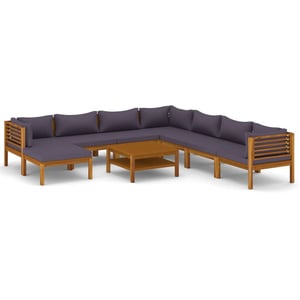 

vidaXL 9 Piece Garden Lounge Set with Cushion Solid Acacia Wood