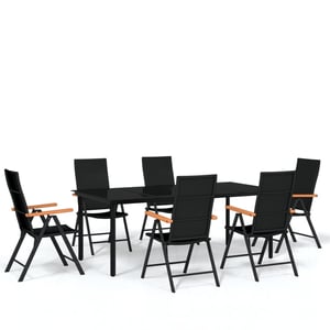 

vidaXL 7 Piece Garden Dining Set Black