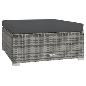 

vidaXL Garden Footrest with Cushion Grey 70x70x30 cm Poly Rattan