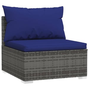 

vidaXL Garden Middle Sofa with Cushions Grey Poly Rattan