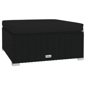 

vidaXL Garden Footrest with Cushion Black 70x70x30 cm Poly Rattan